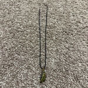 Wire-Wrapped Serpentine Stone Pendant Necklace